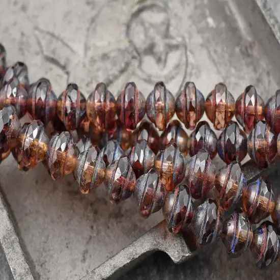 *15* 8x10mm Fuchsia Crystal Picasso Saturn Beads {5}