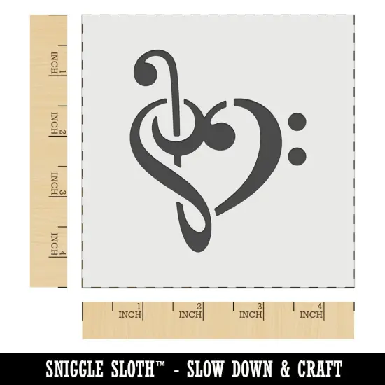 Treble Bass Clef Heart Music Love Wall Cookie DIY Craft Reusable Stencil {7}