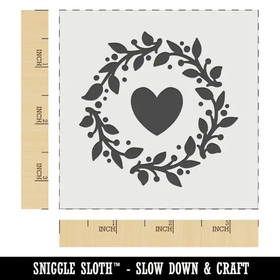 Foliage Wreath with Heart Center Wall Cookie DIY Craft Reusable Stencil {6}
