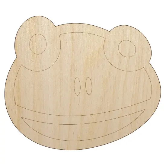 Cute Frog Face Unfinished Wood Shape Piece Cutout for DIY Craft Projects {1}