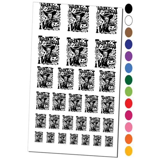 Trick or Treat Halloween Witch Temporary Tattoo Water Resistant Fake Body Art Set Collection White {1}