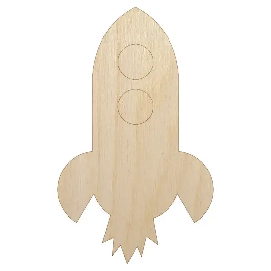 Rocket Ship Doodle Unfinished Wood Shape Piece Cutout for DIY Craft Projects {1}