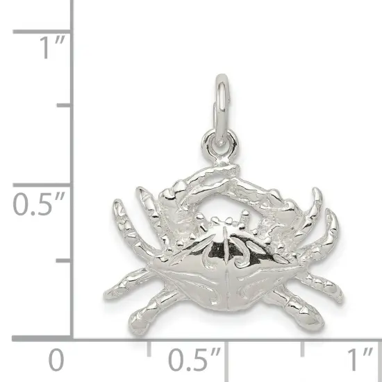 Sterling Silver Crab Charm Pendant Cancer Jewelry 17mm x 22mm {2}