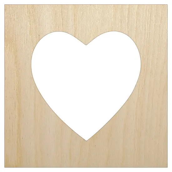 Heart In Square Box Frame Unfinished Wood Shape Piece Cutout for DIY Craft Projects {1}