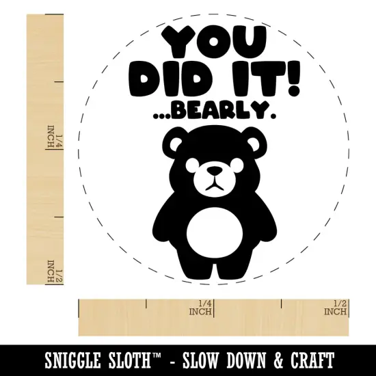 You Did It Barely Bearly Bear Teacher Student Self-Inking Rubber Stamp Ink Stamper for Stamping Crafting Planners Lime Green {1}