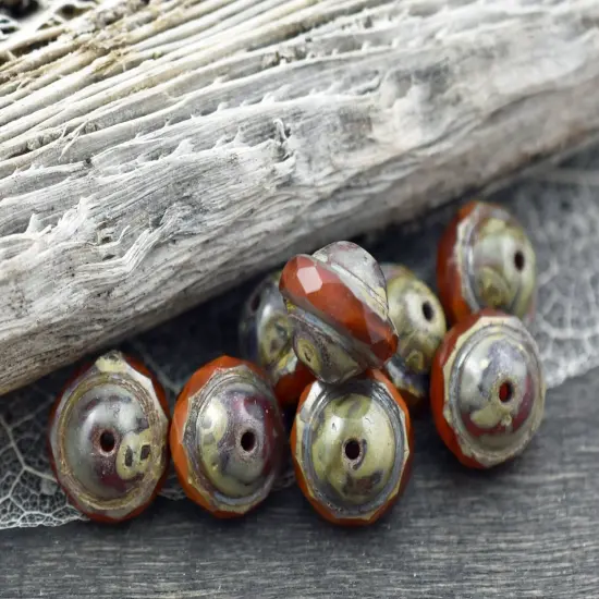 Orange Opal Picasso Saturn Beads - Choose Your Size {2}
