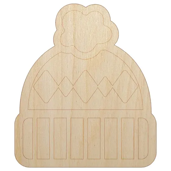 Winter Beanie Hat Unfinished Wood Shape Piece Cutout for DIY Craft Projects {7}