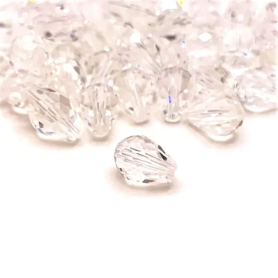4, 20 or 50 Pieces: 6x8 mm Teardrop Clear Diamond Imitation Crystal April Birthstone Beads {1}