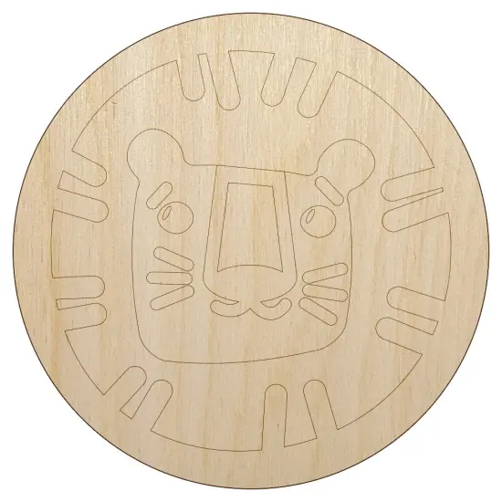Lion Face Doodle Unfinished Wood Shape Piece Cutout for DIY Craft Projects {1}