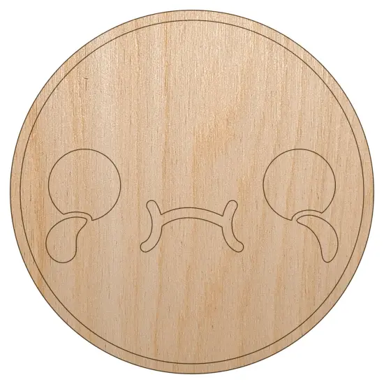 Kawaii Cute Crying Face Unfinished Wood Shape Piece Cutout for DIY Craft Projects {7}