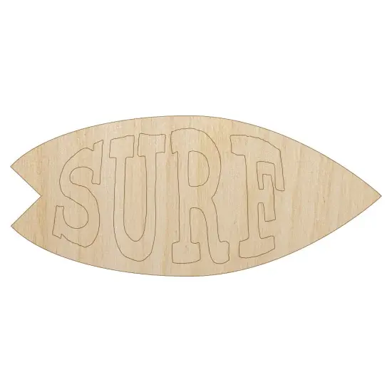 Surfing Surfboard Fun Text Unfinished Wood Shape Piece Cutout for DIY Craft Projects {1}