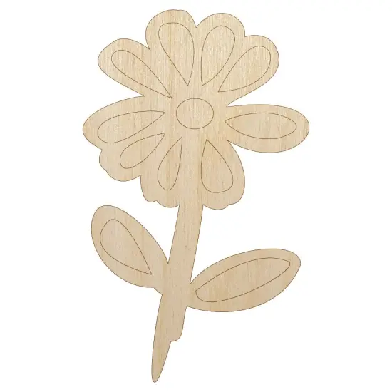 Daisy Flower Sketch Unfinished Wood Shape Piece Cutout for DIY Craft Projects {1}