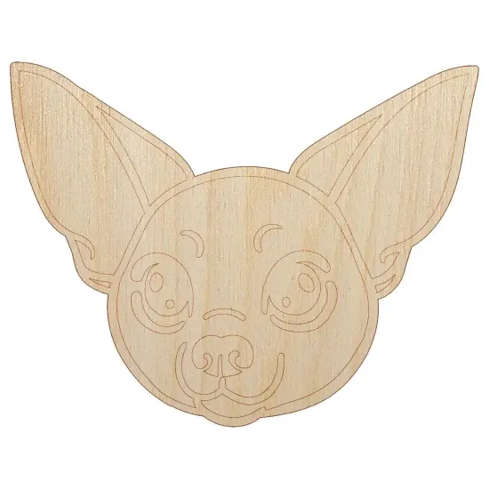 Chihuahua Dog Head Unfinished Wood Shape Piece Cutout for DIY Craft Projects {2}