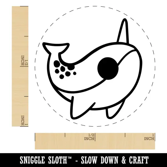 Sweet Kawaii Chibi Narwhal Self-Inking Rubber Stamp for Stamping Crafting Planners Blue {1}