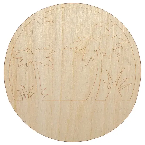 Tropical Beach with Palm Trees Unfinished Wood Shape Piece Cutout for DIY Craft Projects {7}