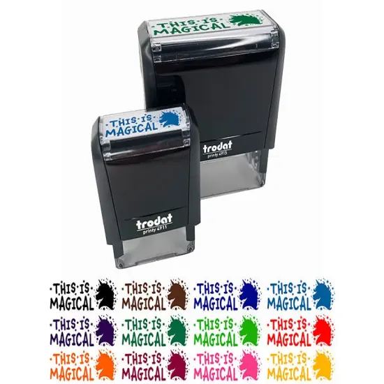 This is Magical Unicorn Teacher Student School Self-Inking Rubber Stamp Ink Stamper Blue {2}