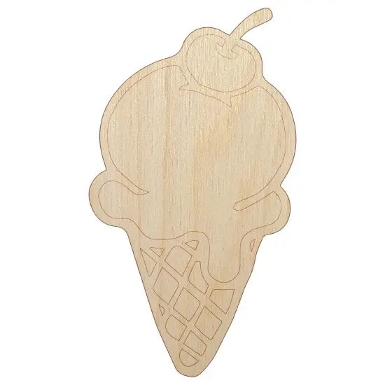 Hand Drawn Cute Ice Cream Cone Doodle Unfinished Wood Shape Piece Cutout for DIY Craft Projects {7}