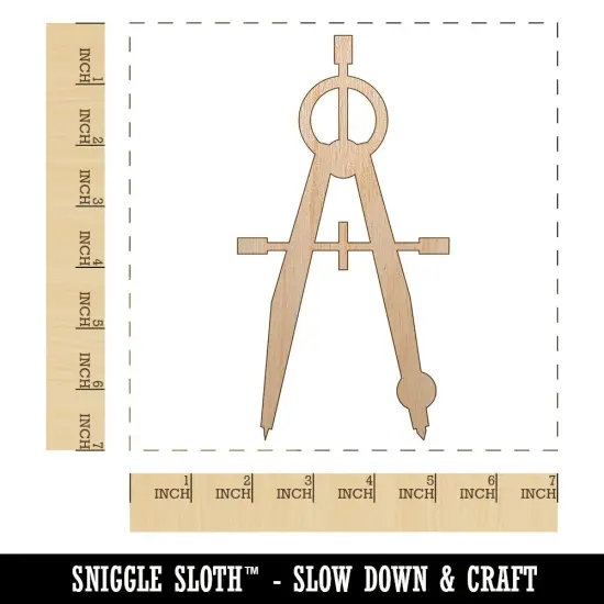 Drafting Geometric Compass Mechanical Engineer Unfinished Wood Shape Piece Cutout for DIY Craft Projects {1}