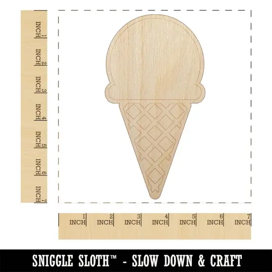 Yummy Ice Cream Cone Unfinished Wood Shape Piece Cutout for DIY Craft Projects {1}