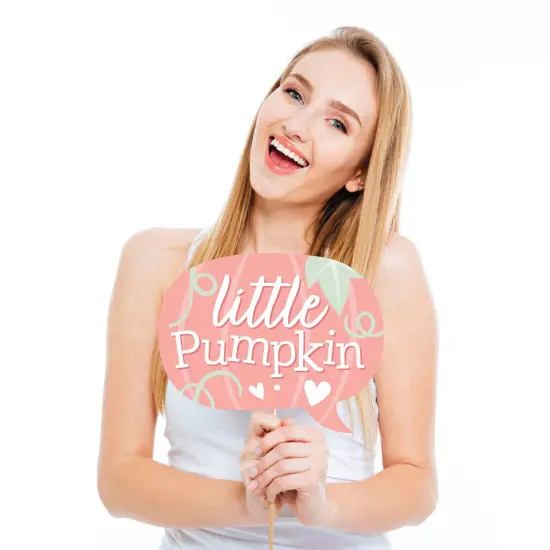 Big Dot of Happiness Girl Little Pumpkin - Fall Birthday Party or Baby Shower Photo Booth Props Kit - 20 Count {4}