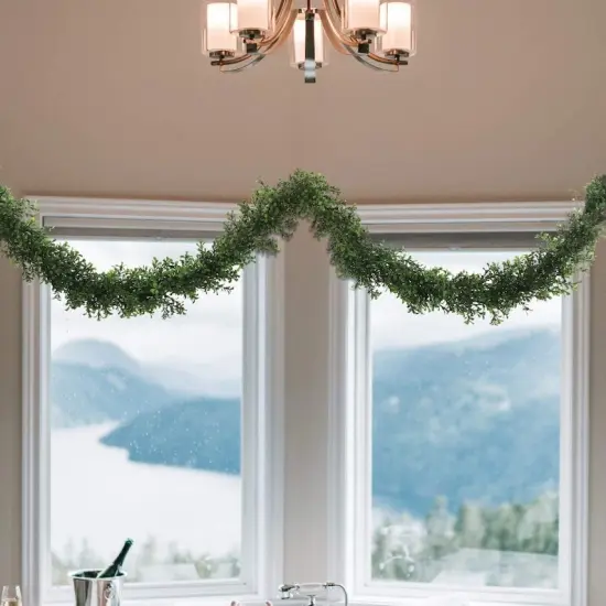 9ft Green Boxwood Garland - 384 Lifelike Tips, Faux Greenery for Home & Event Decor by Floral Home&reg; {4}