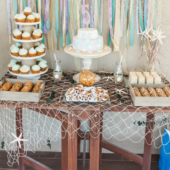 Natural Fish Net Party Decorations for Pirate Party, Hawaiian Party, Nautical Themed Cotton Fishnet Party Accessory by Big Mos Toys {5}