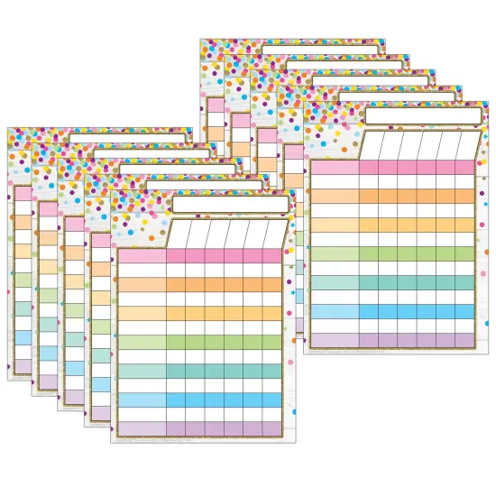 Smart Poly&reg; PosterMat Pals&trade; Space Savers, 13" x 9-1/2", Incentive Chart Confetti Style, Pack of 10 {1}