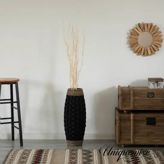 Rustic Tall Floor Vase - 24-inch Handcrafted Black Woven Vase, Decorative Accent for Home Decor, Living Room, and Entryway, Ideal for Displaying Flowers, Pampas Grass, and Dried Florals and Branches {4}