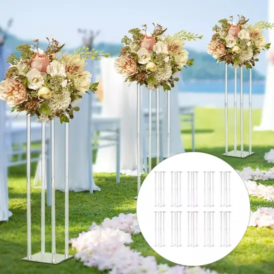 10Pcs Flower Stand Acrylic Column Acrylic Wedding Centerpieces Table Decor 31.5" {3}