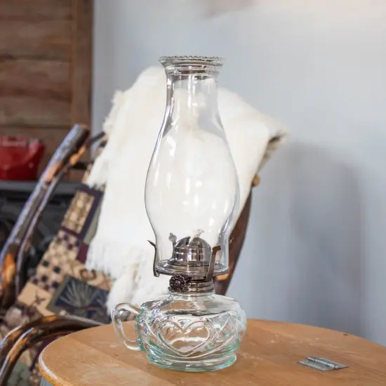 Rayo Chamber Oil Lamp, Portable with Finger Hold, Glass Font and Chimney, 12 in Tall {3}