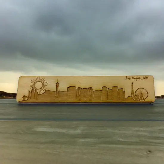Bookmark - Las Vegas NV Skyline - Birch wood {3}