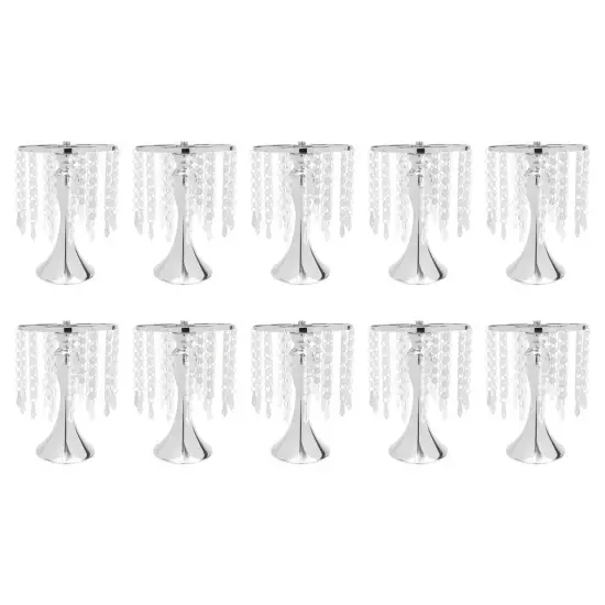 10pcs Silver Metal Flower Vases Crystal Flower Stand Wedding Centerpieces {3}