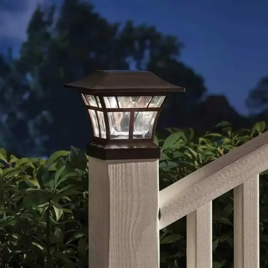BRONZE SOLAR LED DECK POST CAP LIGHT 4"x4" 6"x6" Outdoor Garden Patio Lighting {4}