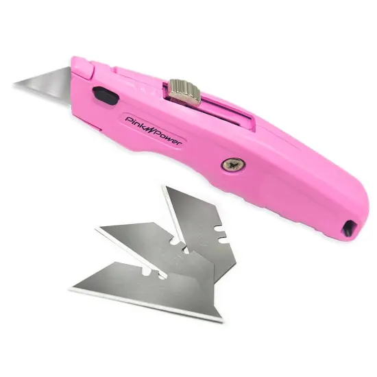 Pink Power Heavy Duty Utility Knife with 3-Pack Retractable Blades {2}