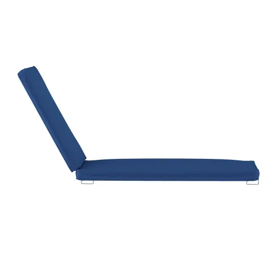 Merrick Lane Edessa Outdoor Patio Water-Resistant Chaise Lounge Cushion with Foam Layer Navy {5}