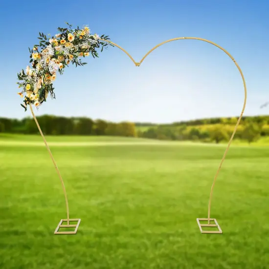 Wedding Arch Rack Heart-shaped Flower Frame Stand Gold Metal Party Backdrop Rack {2}