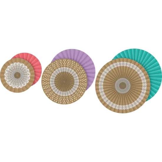 Shabby Chic Burlap Design Hanging Paper Fans, 3 Per Pack, 3 Packs {2}