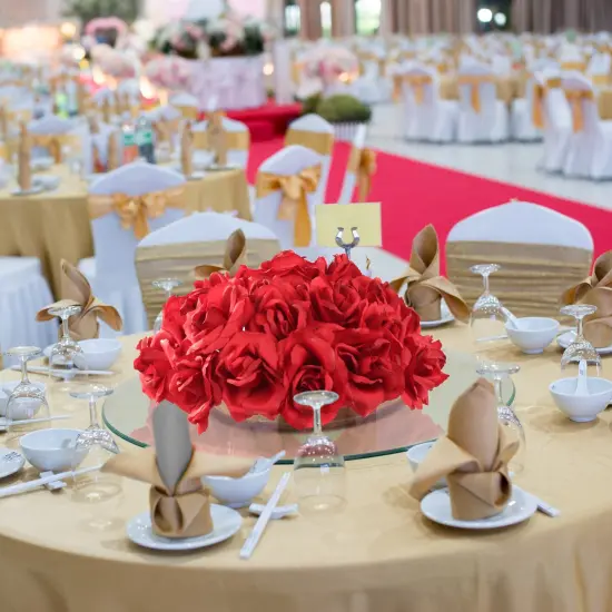 50 Elegant Dark Red Silk Roses: Ideal for Wedding Decor, Bouquets, Centerpieces, and DIY Projects {6}