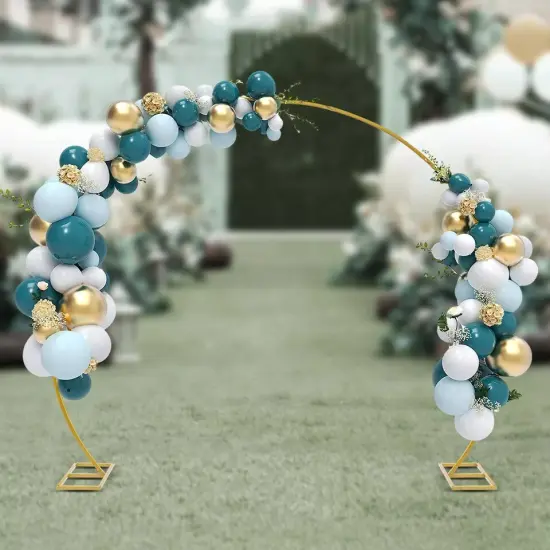 7ft Gold Metal Wedding Arch Backdrop Stand Round Flower Wreath Frame Party Decor {1}