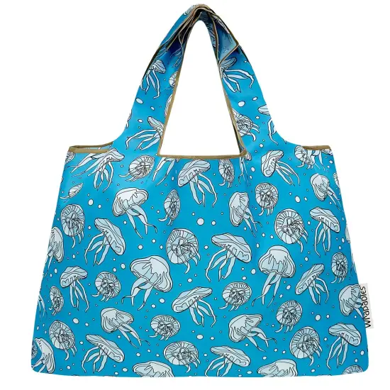 Wrapables Large Foldable Tote Nylon Reusable Grocery Bags, Jellyfish {3}