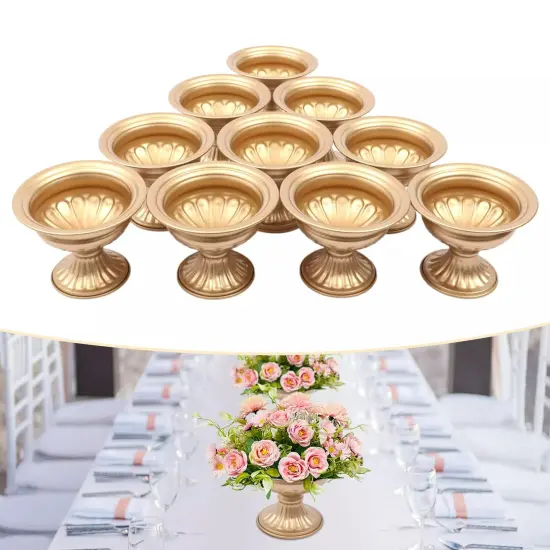 Pack of 10 Gold Flower Trumpet Vases Wedding Party Tabletop Centerpieces Stand {5}