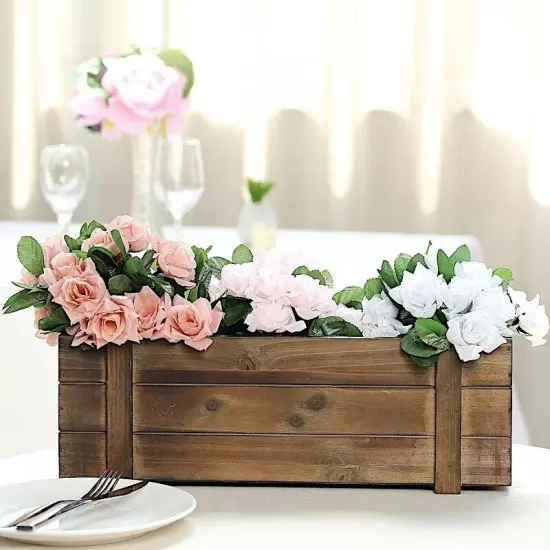 DARK BROWN 18x6" Wood Rectangular Box Planter Holders Wedding Centerpieces {3}