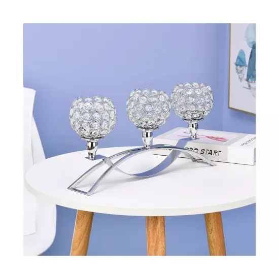 VINCIGANT 3 Arm Crystal Candle Stick Holders for Table Centerpiece {3}