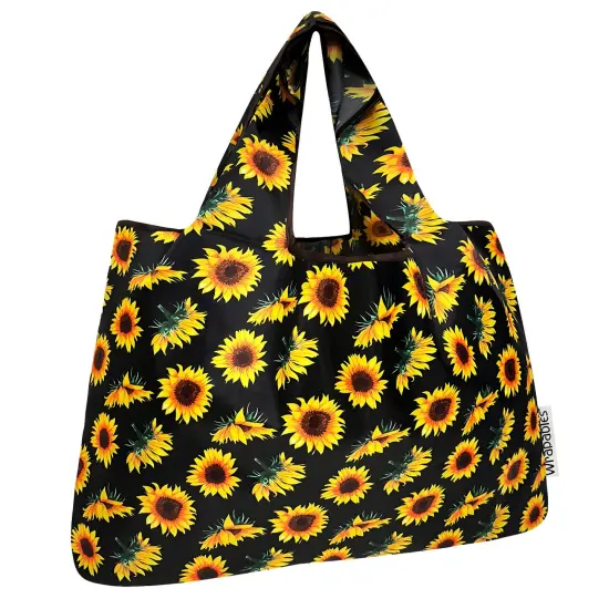 Wrapables Large Foldable Tote Nylon Reusable Grocery Bags, Sunflowers {1}