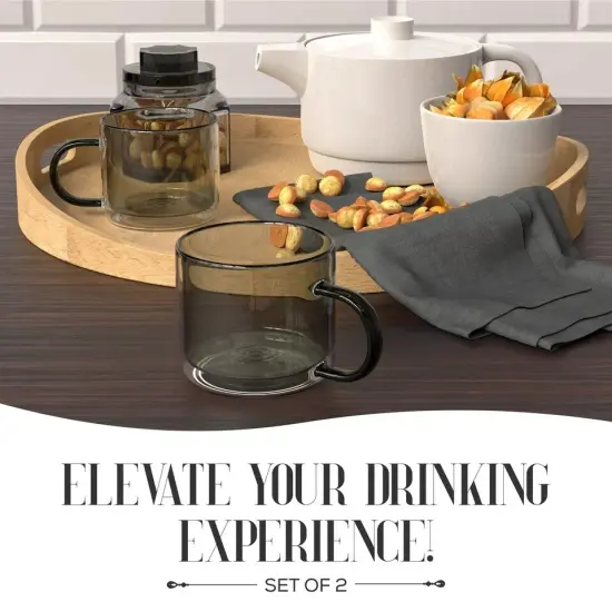 Elle Decor Double Wall Coffee Cups | Set of 2 10-Ounce- Gray {4}