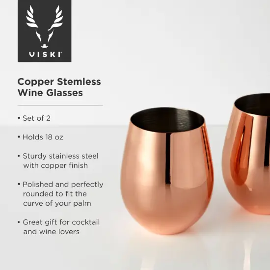 Copper Stemless Wine Glasses  {3}