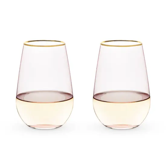 Rose Crystal Stemless Wine Glass Set  {6}