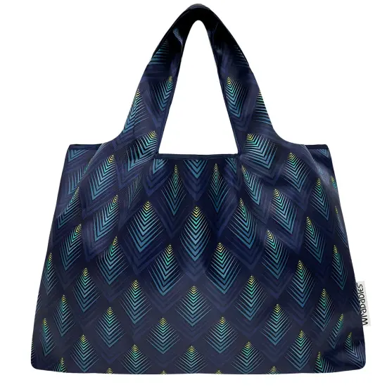 Wrapables Large Foldable Tote Nylon Reusable Grocery Bags, Blue Echo {3}