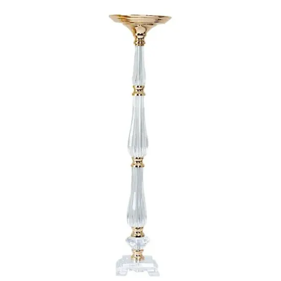 32" GOLD CLEAR Metal Acrylic Crystal Pillar CANDLE HOLDER Pedestal Stand Party {4}