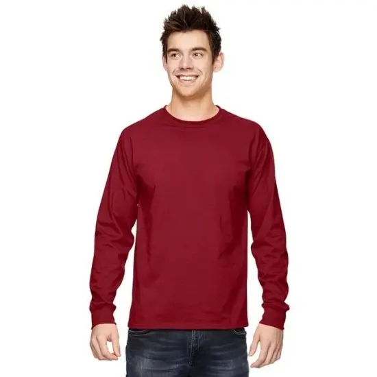 Gildan&reg; Heavy Cotton Crewneck Long Sleeve T-Shirt Red {4}